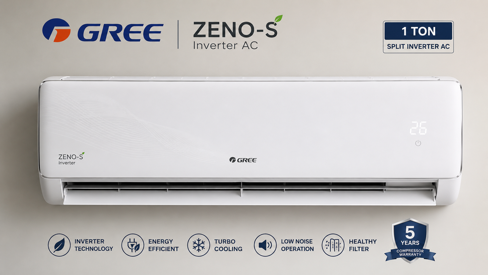 Gree 1 Ton Zeno Split Inverter AC
